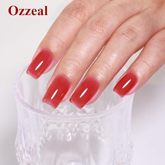 Jelly Gel Polish, Light Red Jelly Nail Gel Polish Translucent Spring Summer Sheer Soak off UV LED for Nail Art DIY Manicure 0.5 Fl Oz
