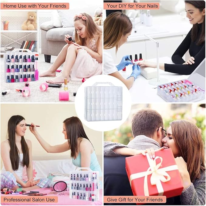 Nail Polish Organizer 2Pcs with 120Pcs Clear Nail Color Swatches Display for Gel Polish Spiral Nail Sample Practice Sticks