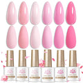 Born Pretty Pink Gel Nail Polish Set 6 Colors Valentine's Day Gift Sweet Light Baby Pink Nude Soak Off U v Gel Polish Kit for Salon Manicure and Nail Art DIY at Home