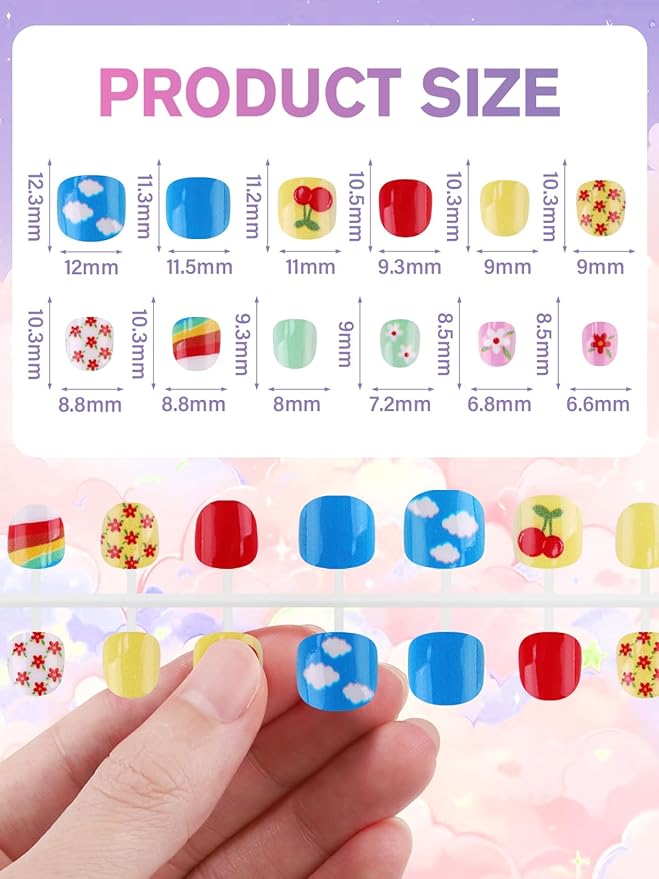 168Pcs Press On Nails Short - EBANKU Cute Acrylic Press On Nails, Almond Glue On Nails with Nail Glue, Fit Perfectly & Natural Stick On Nails in 12 Sizes