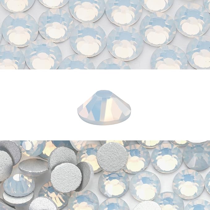 Novani 3000 Pieces Flatback Rhinestones Glass Round Gems White Opal Crystals for Nail Art DIY Crafts Clothes Shoes,SS8,2.3-2.5mm