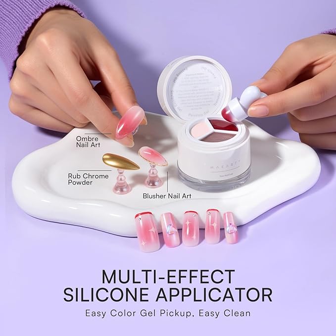 Makartt 5-in-1 Nail Art Gel: ColorPot 3 Colors Gel Nail Polish No Wipe with Nail Stamp for Stamping, French Tips, Ombre, Painting, 3d Micro-Sculpting with Silicone Head for Diy Nails at Home Salon