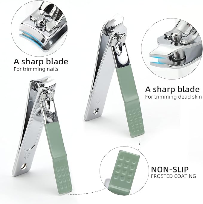 12-Piece Nail Care Kit, Mint Green Leather Travel Case,Manicure Set Personal Care, Nail Clipper Kit,Nail Tools with Luxurious Travel Case, Gifts for Men Women Family Friend