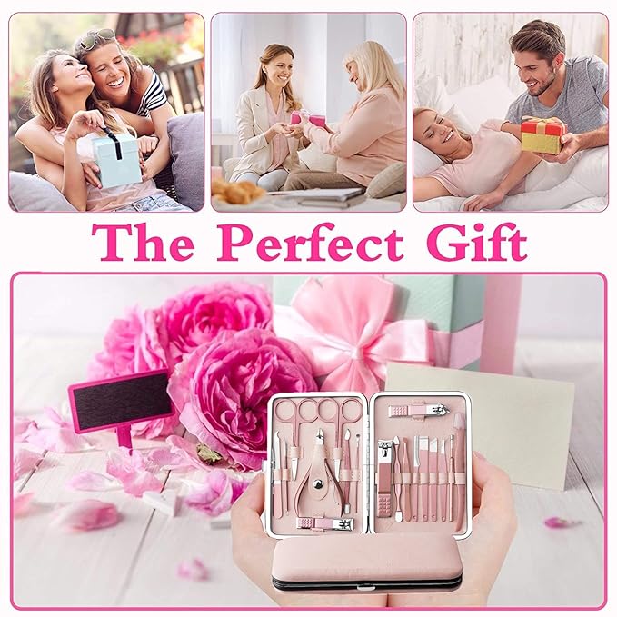 Manicure Sets For Women Gift Manicure set Prosesional, Nail Clippers Manicure Kit Pedicure Kit 18 in 1 Aceoce Luxury Manicure Pedicure Set kit Travel Gifts Choice for Women Mother Men