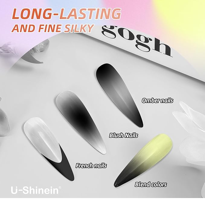 Cushion Gradient Painting Gel, Ombre Nails Aura Nails Full Coverage Precise Control of Each Dip Matte Effect Non-Wipe Long Lasting French Manicure Soak Off UV LED DIY Nail Art (07)