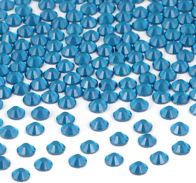 2880 Pieces SS8 Blue Zircon Hotfix Rhinestones Flatback Round Crystal Glass Rhinestones Gems for Crafts Nail Face Art Clothes Shoes Bags DIY