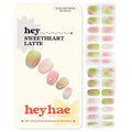 Heyhae Semi Cured Gel Nail Strips | No LED Lamp Needed | Fall, Glam, Pink | Easy Apply & Remove, Salon Quality | Includes 28 Strips, 1 Prep Pads, Nail File & Wooden stick - Hey, Sweetheart Latte
