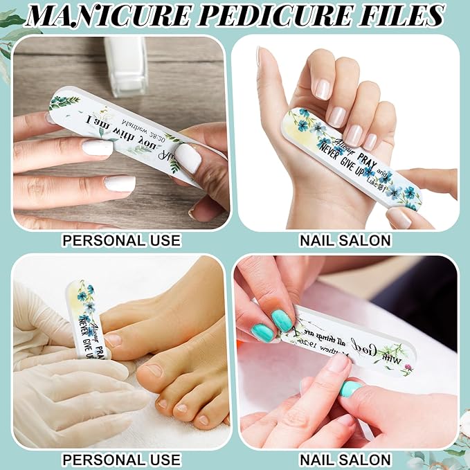 100 Pcs Christian Gifts for Women Bulk Religious Employee Appreciation Gift Christian Women's History Month Gift Bible Scripture Stocking Stuffers Emery Board Nail File Bulk for Staff Coworker