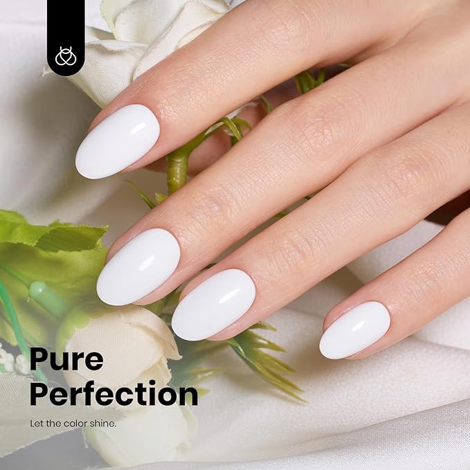 Beetles White Gel Polish - Hema-Free French Gel Nail Polish High Gloss Spring Colors Soak Off Pure White Rhythm Nail Polish Nail Art Manicure Salon White Color Bottle