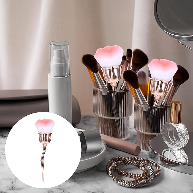 1 PCS Nail Duster Brush Pink Soft Rose Makeup Brushes Acrylic Nail Arts Manicure Dust Cleaner Brush Nails Art Dust Blush Brushes for Nails Trimming Cleaning Salon and Household Use