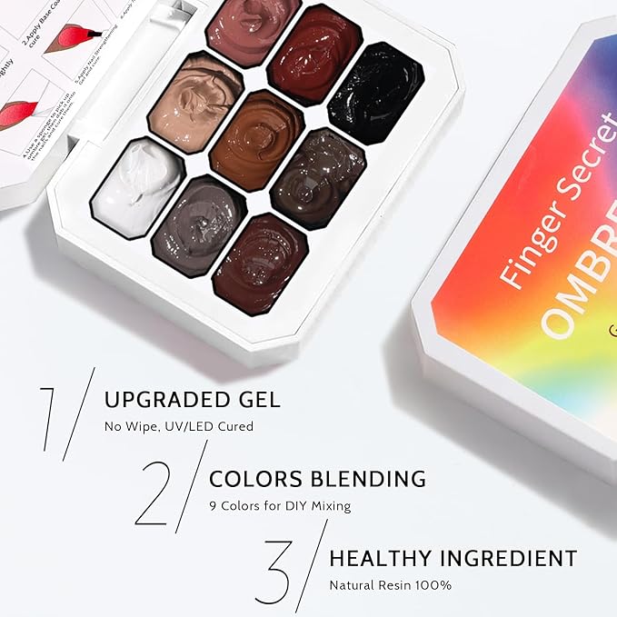 Christmas Gel Polish, 9 Colors Ombre Patting Gel Nail Polish Palette, 100 Sponges 6 Brushes 1Grabber, Blending Color Gradient Painting Nails Art, No Wipe, UV/LED Cured (Set 06)