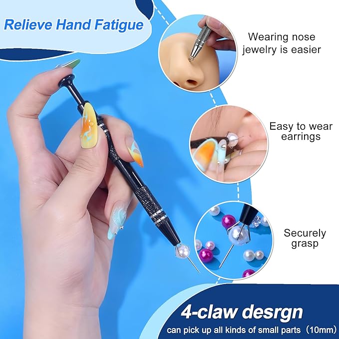Life Helper Kit for Long Nails-Piercing Ball Grabber Tool,Bracelet Assistant,Card Grabber,Cream Spatula&Cable Clips|Nail Friendly Convenience Gadgets Set (6PCS)