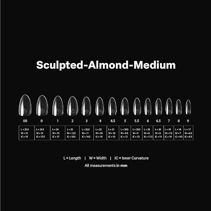 Apres Gel-X® Almond Box of Nail Tips | 280 Gel-X Tips, Soft Tips, 14 Sizes 00-9 | Half-sizes Included (Sculpted Almond Medium, 280 Count)