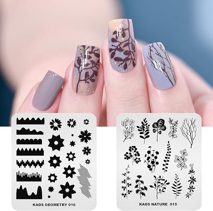 KADS 6 Nail Stamping Plates Set +1 Nail Template Organizer Case Nail Stamp Set Nail DIY Tool