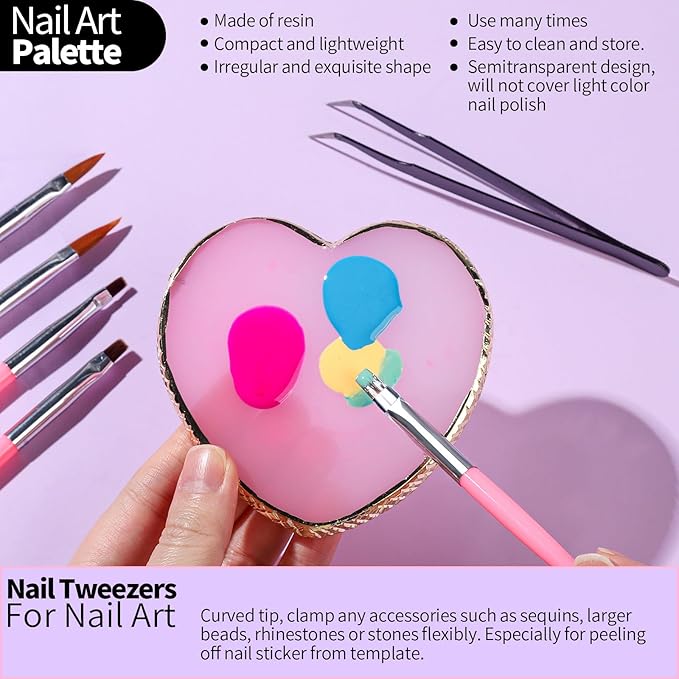 FANDAMEI 33pcs Nail Art Tools, Nail Art Brushes, 31pcs Nail Brushes For Nail Art, Nail Brushes, Nail Dotting Tool, Nail Art Brush For Nail Design, Nail Brush Set, Nail Art Palette, Nail Design Tools