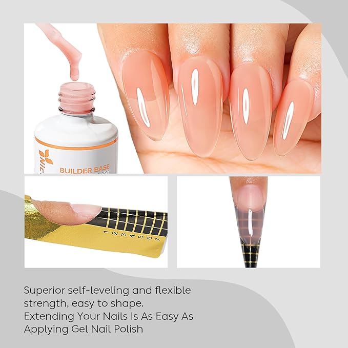 Nicedeco Hema Free Builder Nail Gel Polish 15ML - Cruelty Free Vegan 8 in 1 Builder Gel Strengthener Extension