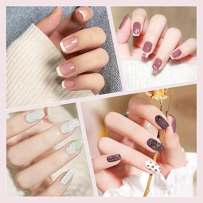 Biutee Nail Stamping Kit 2Pcs Nail Art Stamping Plates 4Pcs Stamping Gel Polish French Tip Nail Stamp Kit 110 Patterns with Silicone Stamper Scraper Large Lace Stamp Template Holiday Gift for Women