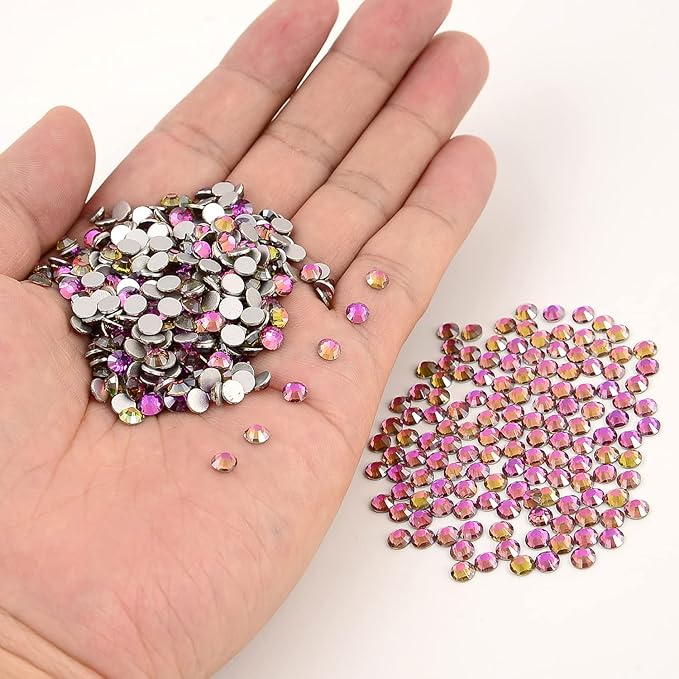 NCB Nancybeads 2000pcs Flatback Round Glass Nail Art Rhinestones Crystal for DIY Making Accessories Shoes, Clothes, Face Art, Bags, Manicure (Golden Rose, SS8 2000pcs)