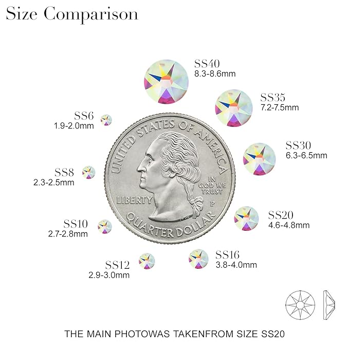 Novani Crystal AB Rhinestones 1440pcs Flat Back Round Rhinestone Style 2088 Sparkly Crystal Gemstones for Nail Art and Crafting SS10,2.7-2.9mm