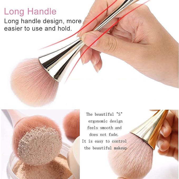 2Pcs Nail Dust Brush Acrylic Nail Brush Cleaner Nail Brushes for Cleaning Dust Large Dip Powder Brush Makeup Blush Brush Manicure Remover Brush Nail Art Tools (Red+Black)