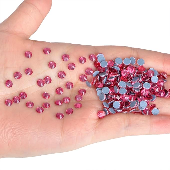 NCB 1440pcs Hot Fix Rhinestones Flatback Crystal Rhinestones for Crafts Clothes DIY Decorations (Rose, SS20 4.8mm)