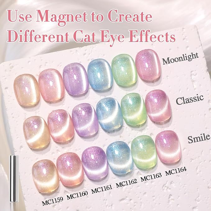 Double Rhythm 0.5 Oz Cat Eye Gel Polish with Magnet Same Color Same Bottle Holographic Glitter Shimmer Translucent Color Salon 15 ML Magnetic Nail Art (Peach Pink-MC1160)