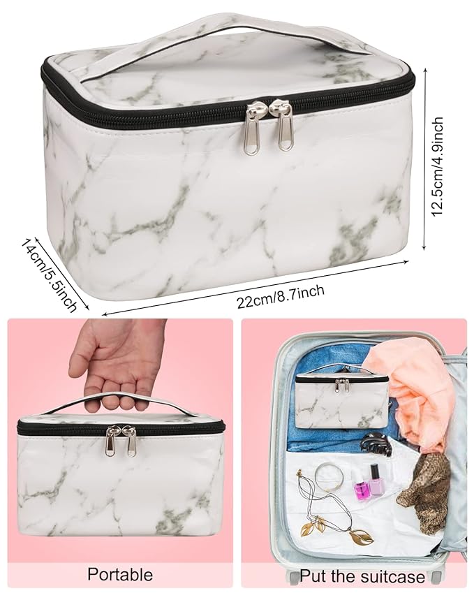 Marble Nail Art Set - Organizer with Compartment, Travel Case, Nail Tool Bag, Holder, Manicure Set Accessories
