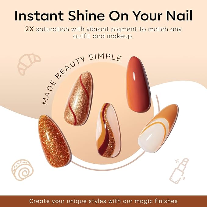 modelones Gel Nail Polish Set, 6 Colors Winter Dark Nude Brown Gel Polish Glitter Pearl Cinnamon Tawny Orange Cherry Mocha Nail Polish All Skin Tones Soak OFF LED Nail Art DIY Gift