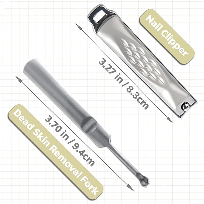 Guowall 4pcs Nail Clipper File Multipurpose Scissors Cuticle Removal Fork Manicure Set Personal Beauty Care Tools Manicure Set with Metal Storage Box