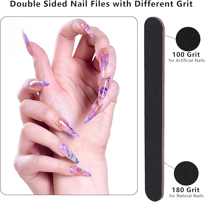 24 Pcs Nail File and Buffer Set, 4pcs 4 Way Nail Shine Buffers Blocks & 20pcs 100/180 Grit Nail Files Emery Boards Professional Manicure Pedicure Tool