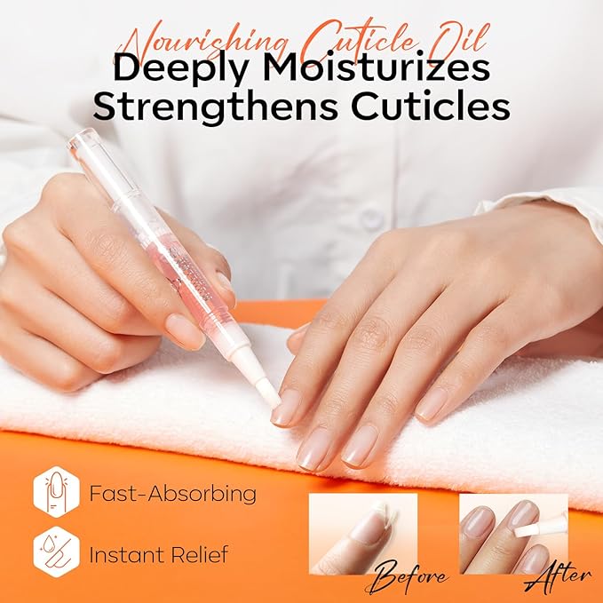 Modelones Nail Strengthener Kits White Nail Polish Remover Pads Cuticle Oil Pen for Nail Repair Hardener for Damaged Nails Growth DIY Nail Manicure Kits 23 Pcs Nail Care Kits for Women 15Ml