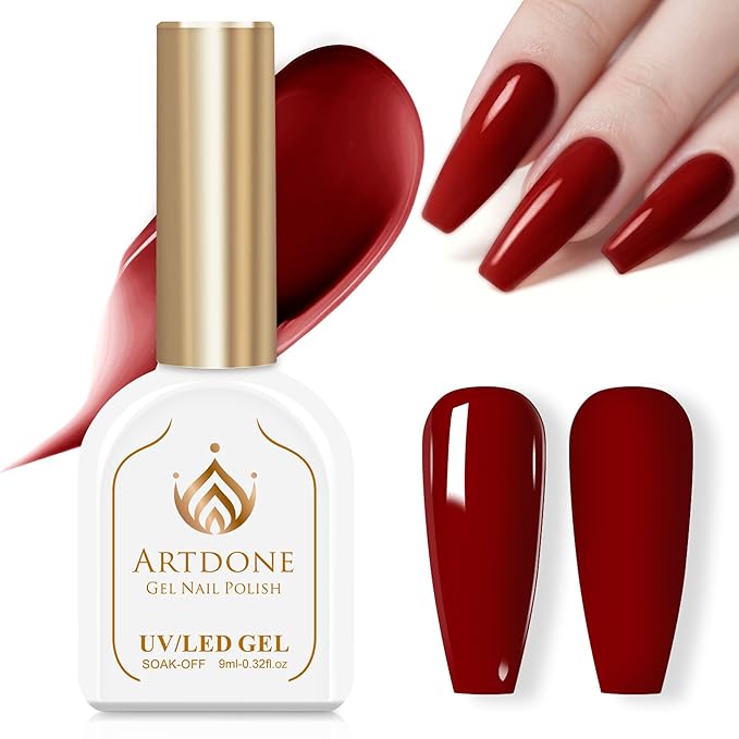 Artdone Gel Nail Polish Hema-free Solid Color Dark Red For All Seasons Neutral Soak Off LED Lamp Needed For Manicure Nail Art