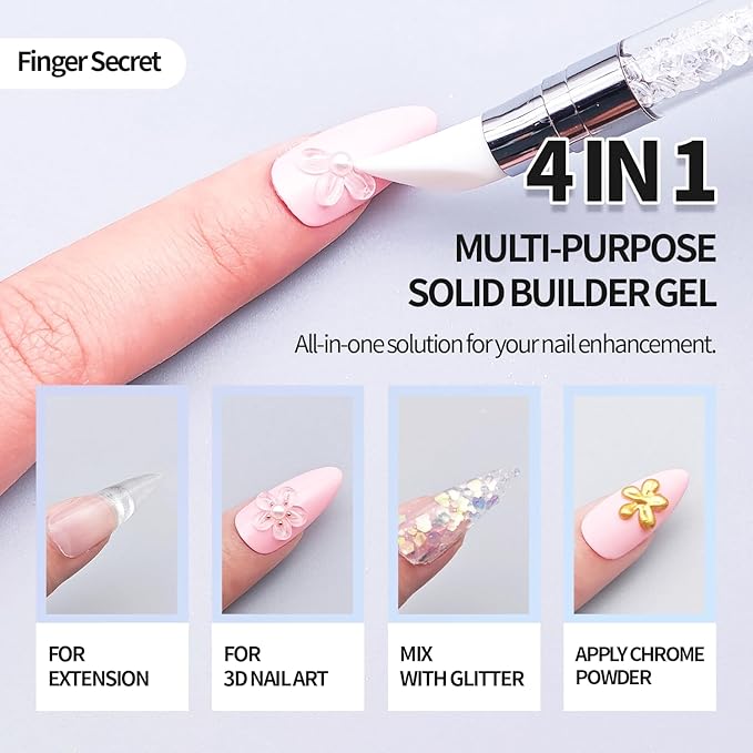 3D Gel Nail Art Kit-Solid Builder Gel for Nails 3D Sculpting Carving Building Modeling Hard Extension for Beginner DIY Salon at Home Cured Needed