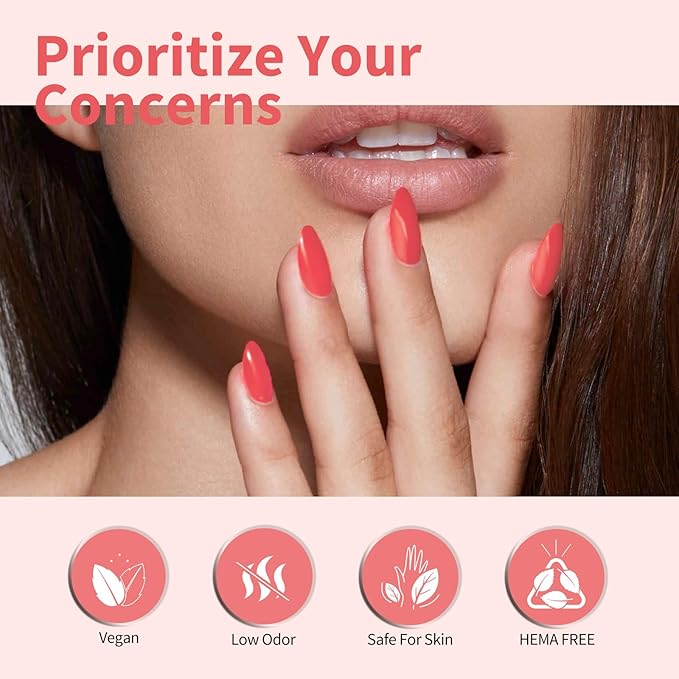 CANNI Red Gel Nail Polish, 1Pcs Orange Red Gel Polish Baby Pink Light Color High Gloss Soak Off U V Manicure Salon DIY