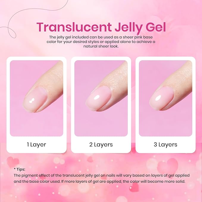 Beetles Pink Gel Nail Polish Set - 6 Colors Hot Pink Glitter Bright Jelly Gel Polish Soak off Uv LED Cured Nail Art Design Salon Home DIY Manicure Spring Easter Gifts for Women