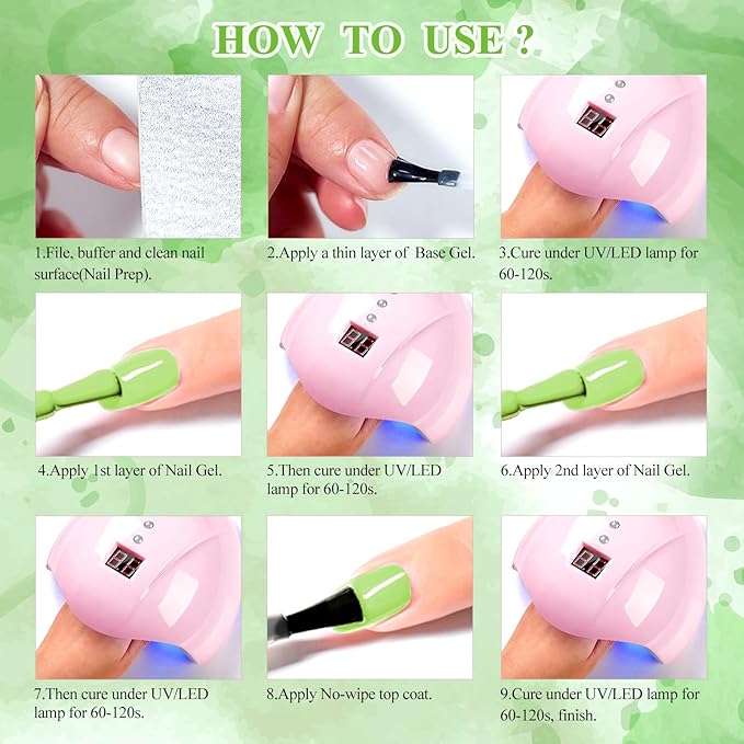 MTSSII Green Gel Nail Polish Set 12 Pcs Sage Green Forest Green Gel Polish Lime Olive Emerald Green Nail Polish Soak Off Gel Nail Kit Holiday Gift Home DIY Salon for Women