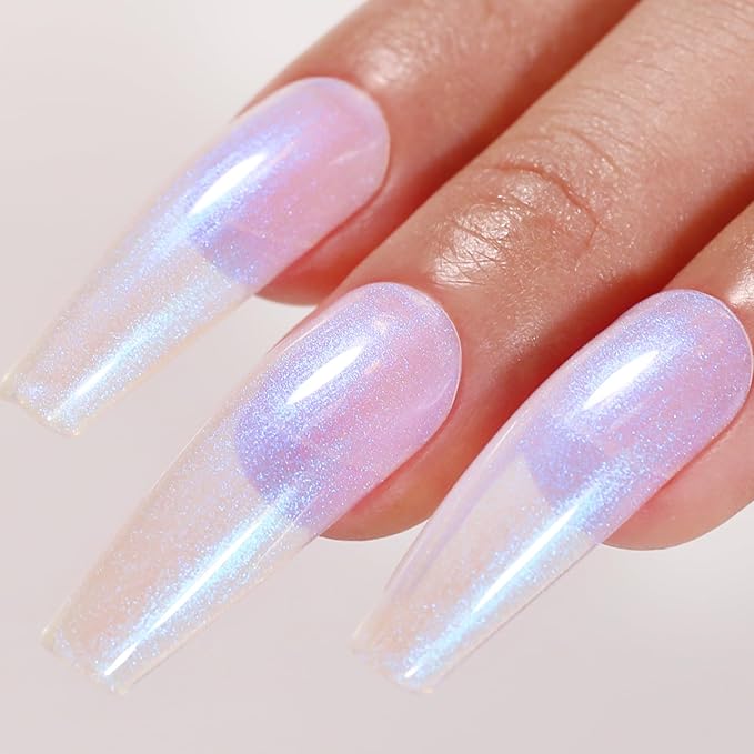 Imtiti Pearl Nail Polish, 0.5 Fl Oz Blue Transparent Shell Shimmer Nail Gel Polish Mermaid Nail Drawing Gel Polish Iridescent Pearlescent Spring Summer Nail Polish Soak Off Led UV