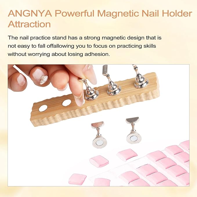 ANGNYA Nail Stand for Press on, 2 Set Super Magnetic Nail Holder for Painting Nails Nail Stand for Painting Nails Nail Display with 96 Pcs Reusable Sticky Putty for Nail Art Display Home & Salon Use