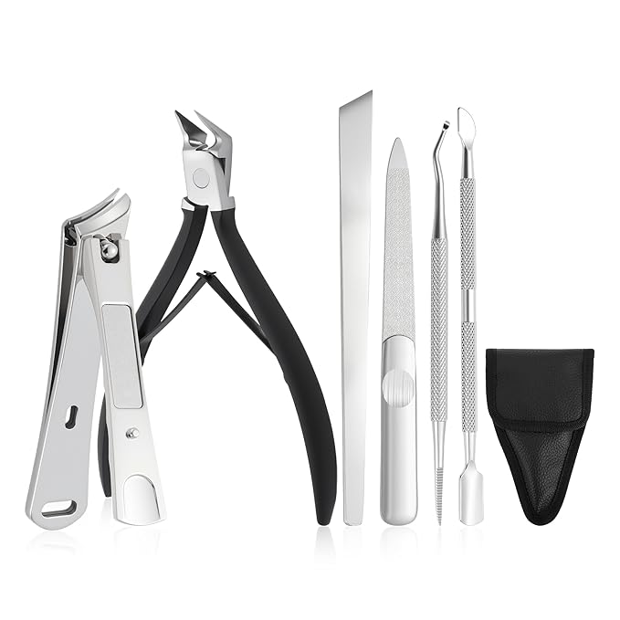 VOCOSTE Toenail Care Kit 6-Piece Ingrown Toenail Tools, Professional Grooming Set for Pointed Slanted Nail Clipper, Nail Files, Nail Steel Push, Fingernail and Pedicure Tools at Home