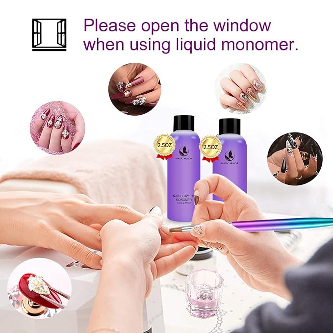 Acrylic Liquid Monomer - 150ml Professional Acrylic Monomer for Nail System Kit, Quick-Dry for Nail Extensions