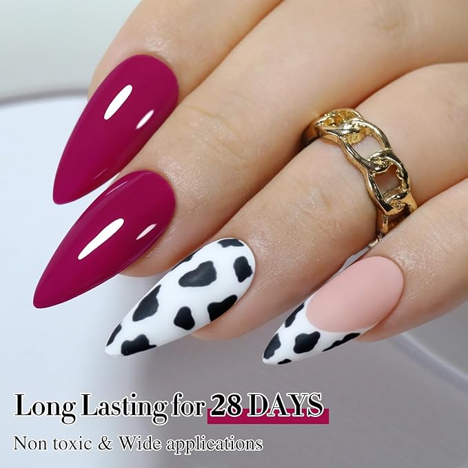Double Rhythm Gel Polish 15ML Jelly Sheer Pastel Light Milky Color Pearl White Bottle 1 PC 0.5 OZ Full Size Nail Art Salon at Home (Wine Red-D1456)
