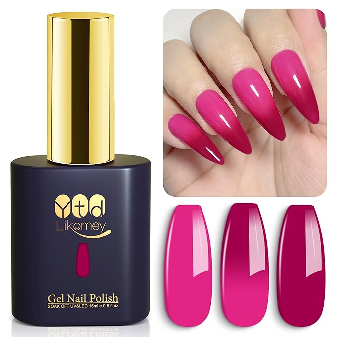 YTD Likomey Color Changing Gel Nail Polish,15ml Hot Pink To Berry Red Mood Temperature Change Colors Ombre Thermal Salon Home Fall Winter Manicure UV Nail Varnish,WB211