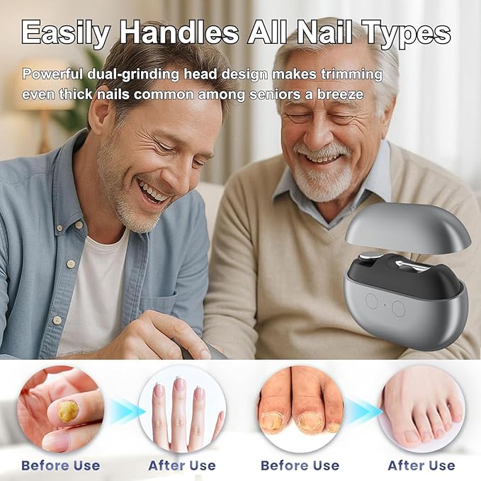 Easy Clip Nail Clippers, New 3-in-1 Automatic Nail Clippers with Polishing & LED Light, Storage, Painless Fingernail Toenail Trimmer for Seniors, Baby and Adults(White)