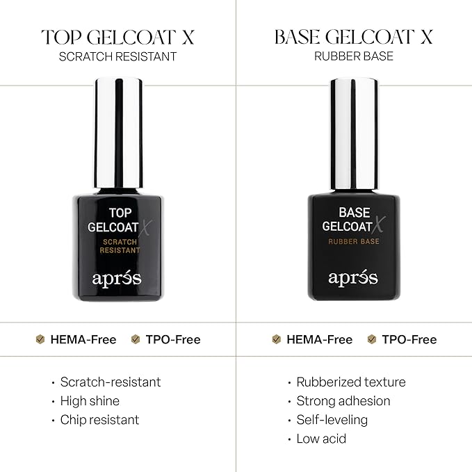 APRÉS Gel Couleur Trio Set - Gel Color, Base Coat, Non-Wipe Top Coat (15ml), Nail Polish Bundle (Cloud Nine)