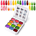 Gradient Painting Gel, 12 Bright Colors Ombre Gel Nail Polish for Pigmented Pat Painting Nails Aura Nails, French Manicure DIY Nail Art,Long-lasting Soak of UV Palette Electric Carnival