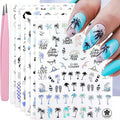 Summer Nail Art Stickers 6 Sheets Shell Nail Decals 3D Self-Adhesive Nails Design Accessories Palm Tree Jellyfish Mermaid Stickers for Women Nails Decoration