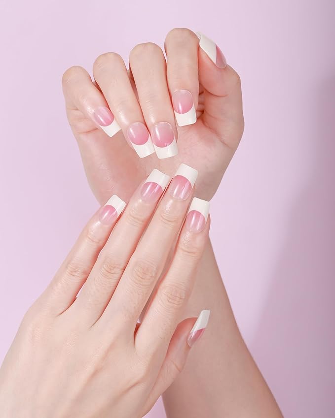 French-Inspired 20pcs Semi Cured Gel Nail Strips - Salon-Grade DIY Wraps with Glaze Texture, Easy Application, UV Light Required for Classic Nails