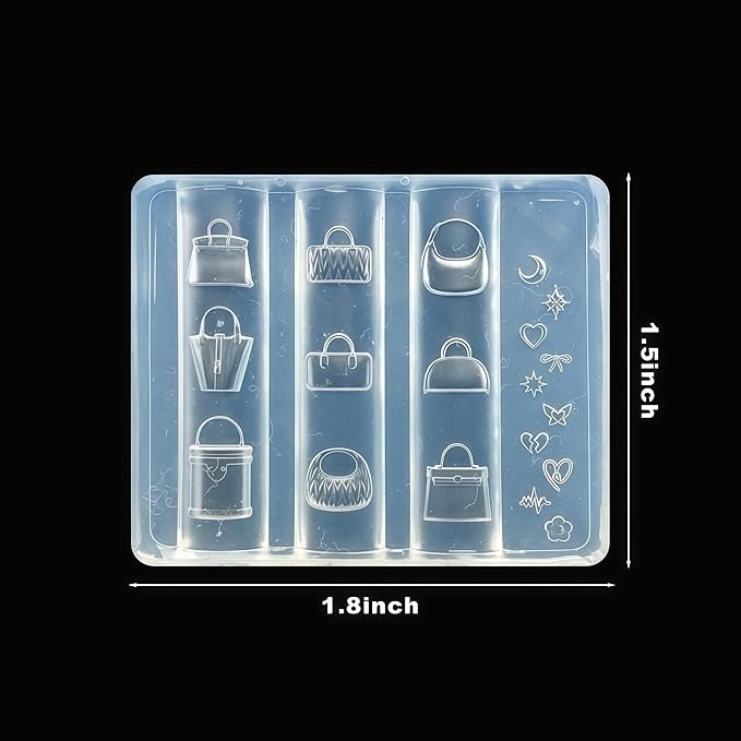 3D Handbag Gel Nail Art Mold Arts Resin Clutch Molds for Accessories Supplies Bags Silicone Tools Nails Style