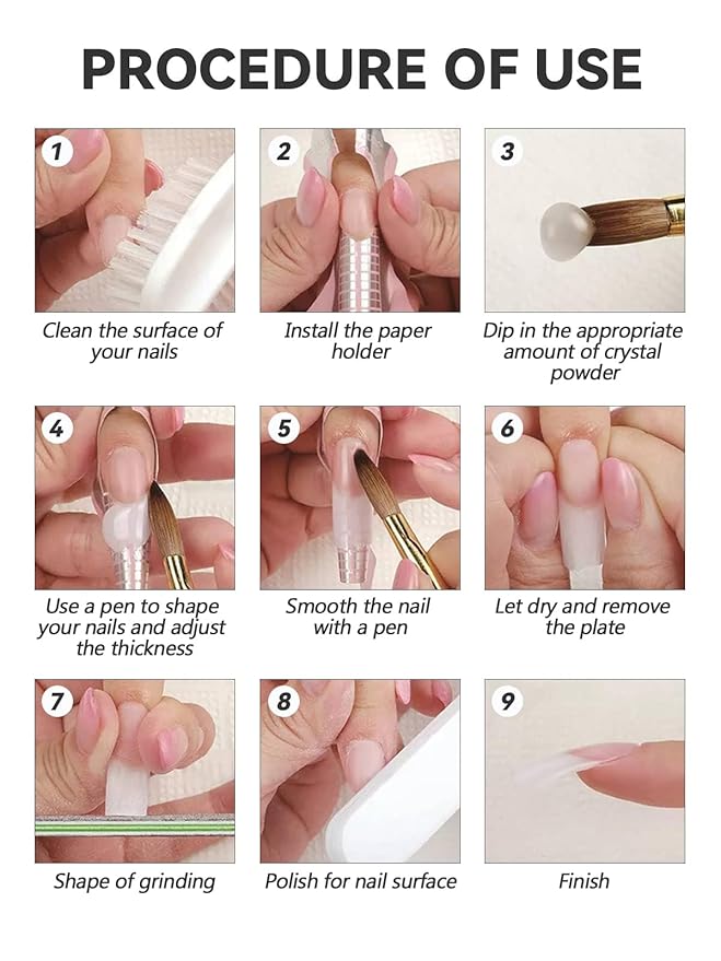 EBANKU Clear Acrylic Nail Powder, Long Lasting 3D Fingernail Carving & Nail Extensions, Professional Acrylic Powder for Manicure, No Nail Lamp Needed, 120g/4.23oz Large Capacity