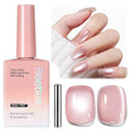 Beetles Blushing Haze Pink Cat Eye Gel Nail Polish - 15ML Valentines Gel Polish Glitter Pink Cat Eye Magnetic Translucent Glassy Effect Soak Off UV French Nail Art Manicure Gift for Wome